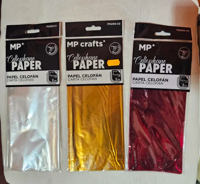 Pack 3 Papeles Celofán MP Crafts Colores