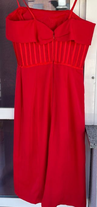 Vestido Fiesta Matilde Cano Rojo Escote Barco