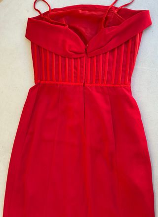 Vestido Fiesta Matilde Cano Rojo Escote Barco