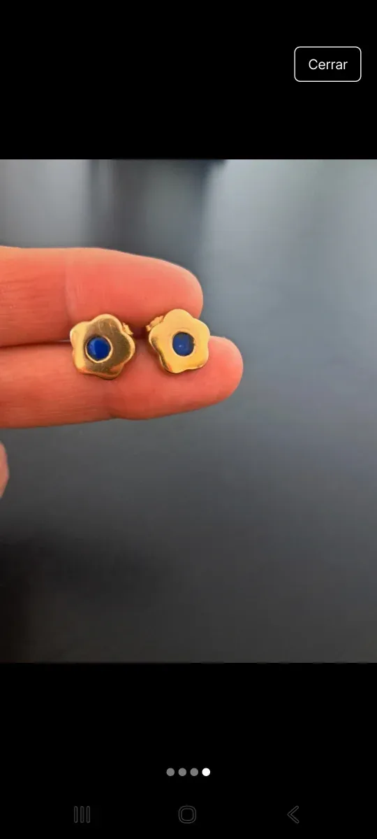 Pendientes Amichi flor azul dorado