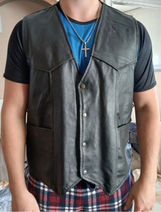 Chaleco de piel para moto