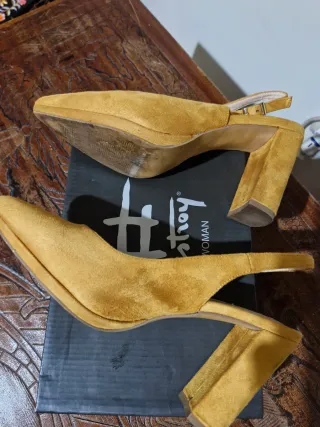 Zapatos tacón amarillo mostaza tallas 39