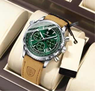 Reloj Pocdagar Cuarzo Correa Cuero Verde