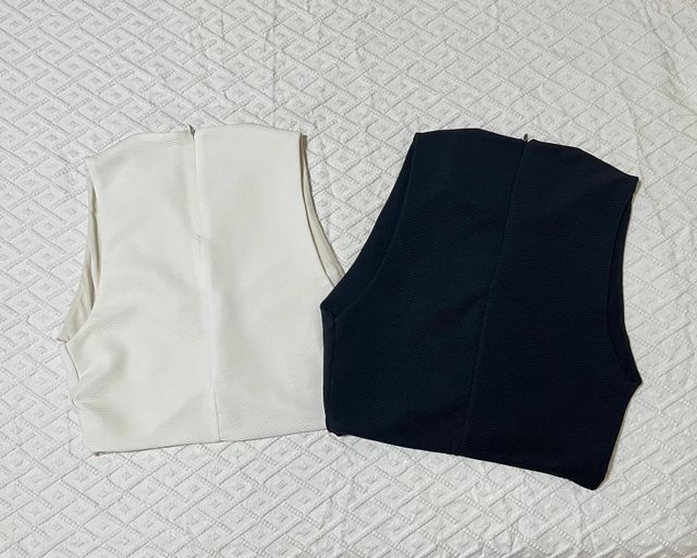 Conjunto Zara Top Negro y Blanco Talla S