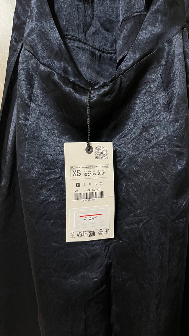 Vestido largo Azul satinado de zara