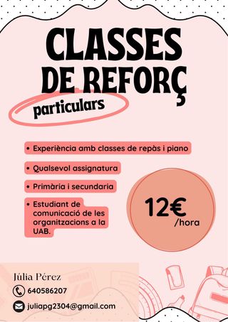 Classes particulars de reforç escolar