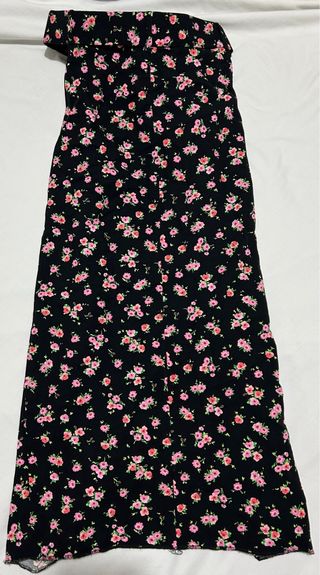 Falda larga floral con abertura lateral