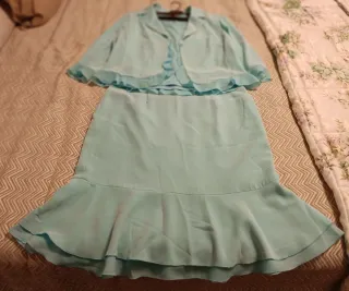 Traje de chaqueta y falda fiesta turquesa