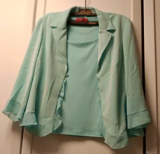 Traje de chaqueta y falda fiesta turquesa