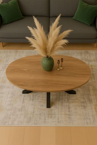 Mesa centro ovalada tapa roble