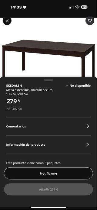 Mesa extensible IKEA EKEDALEN + 6 sillas