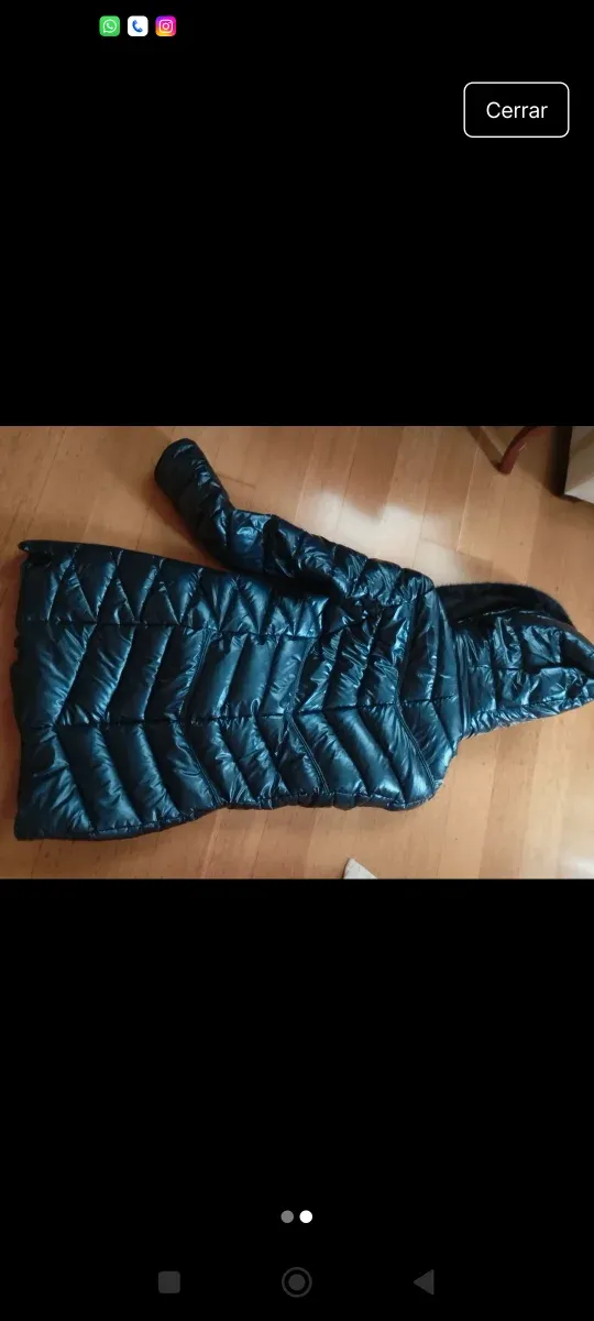 Abrig azul metalizad acolchado capucha desmontable