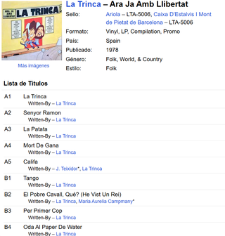 Vinilo La Trinca - Ara Ja Amb Llibertat