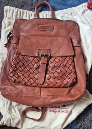 Mochila Pikolinos Piel Marrón Trenzada