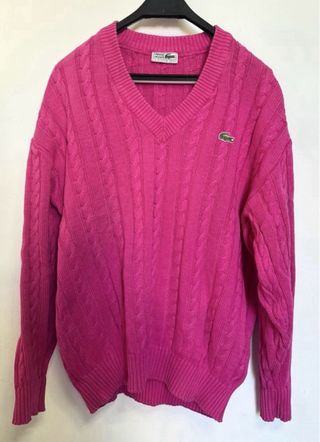 LACOSTE JERSEY VINTAGE ABRIGO HOMBRE MUJER ROSA L