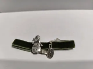 Pulsera terciopelo verde muñeco nieve
