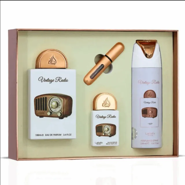 Set Perfume Vintage Radio Lattafa 3 Piezas