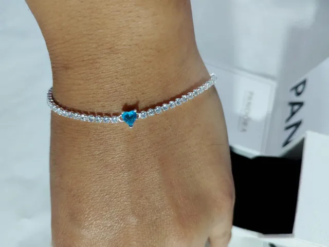 Pulsera Pandora Corazón Azul Plata