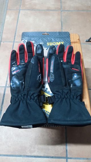 Guantes Moto Invierno Suomy Negros y Rojos