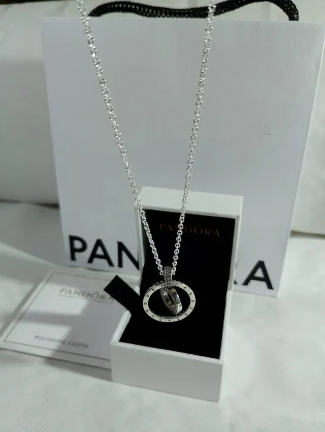 Collar Pandora Plata Doble Aro