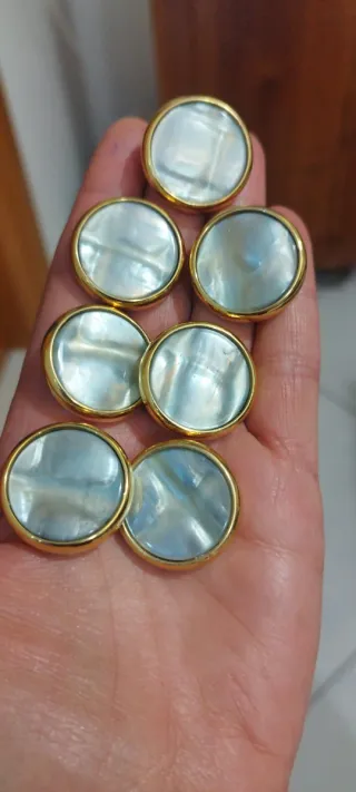 2 Bottoni Gioiello Vintage Oro Madreperla 3 cm