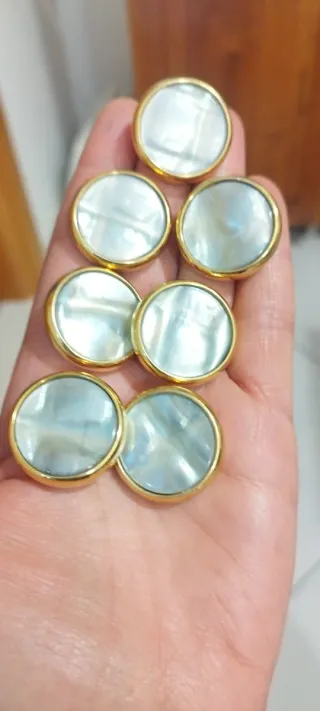 2 Bottoni Gioiello Vintage Oro Madreperla 3 cm