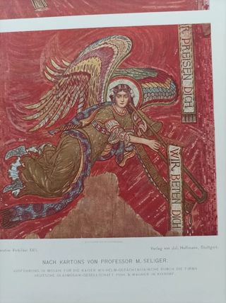 Liberty Art Nouveau Angeli da pannelli M. Selgar