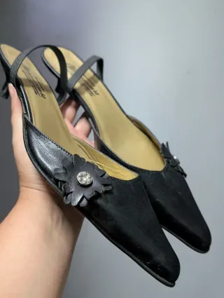 Mules Vintage Pretas em pele Novas