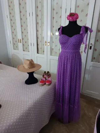 Vestido largo plumeti morado