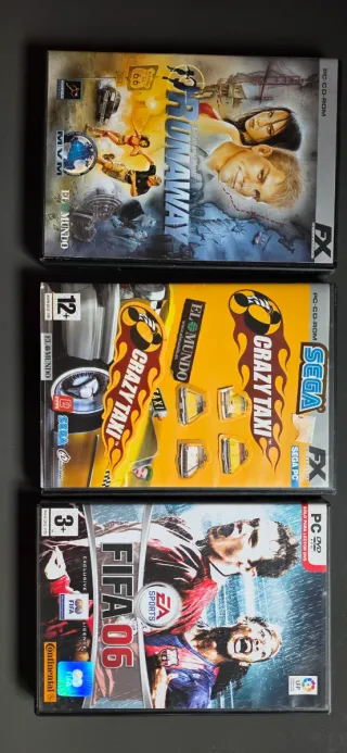 Lote 3 Juegos PC: Crazy Taxi, FIFA 06, Runaway.