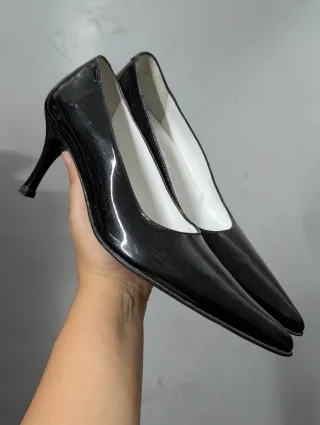 Sapatos Vintage Salto Alto Pretos Novos