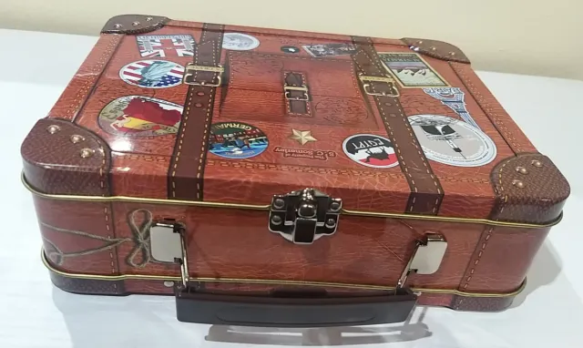 Caja/Maleta Metálica Decorada Estilo Vintage