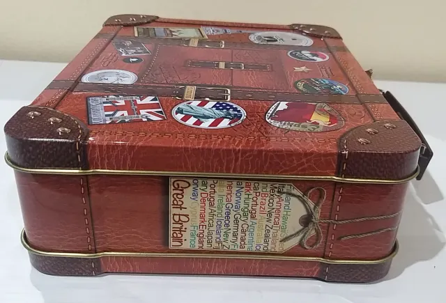 Caja/Maleta Metálica Decorada Estilo Vintage