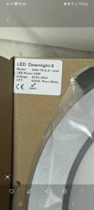  LED Downlight 24W 8"4000k puré white (5 unidades)
