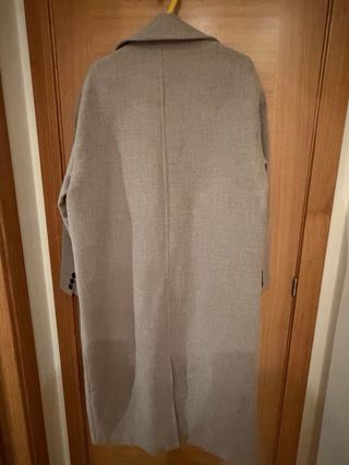 Abrigo paño largo gris- Pull and bear