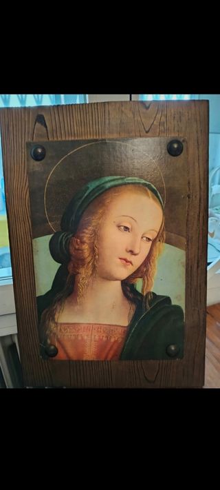 Cuadro Virgen María Rústico Madera