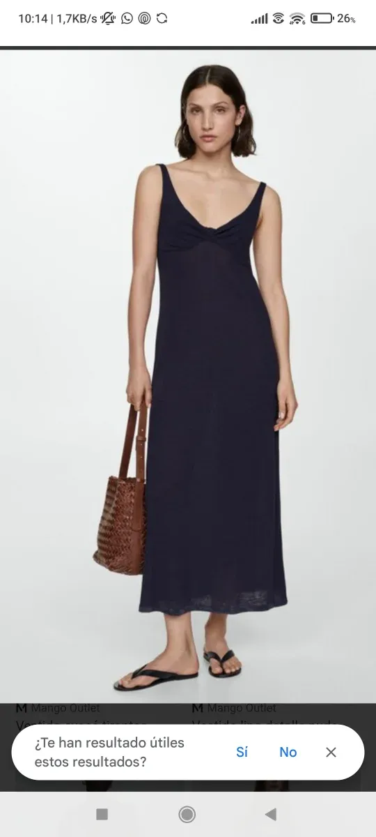 Vestido largo azul marino Mango Talla L