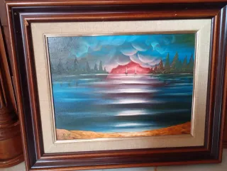 Cuadro Óleo Lienzo Paisaje Nocturno Manuel Bellido