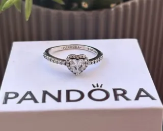 Anillo Pandora Corazón Brillante Plata