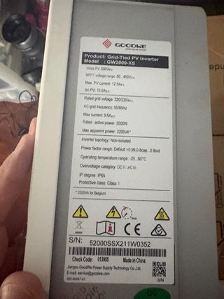 Inversor Solar Goodwe GW2000 con Homekit incluido