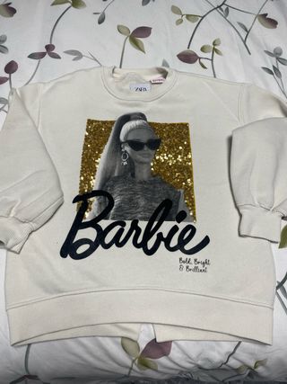 Sudadera Zara Barbie Lentejuelas Doradas
