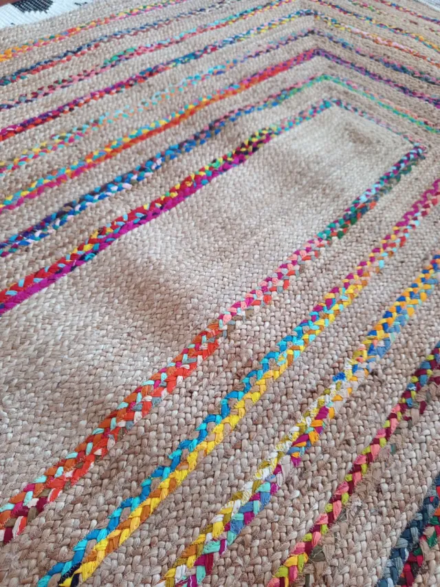 Alfombra Yute Natural Tejida Multicolor