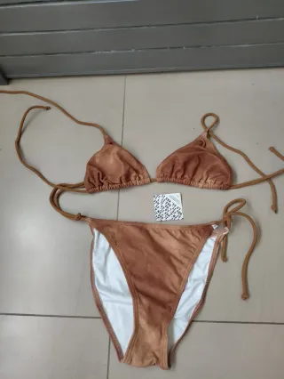 Bikini nuevo lycra marrón XS