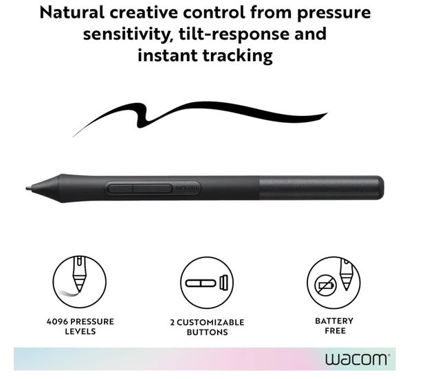 Wacom LP1100K-Bolígrafo 4K Tablet Intuos, Negro