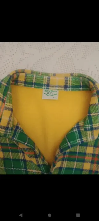 Camicia felpata quadri verde giallo