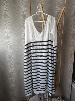 Vestido playa rayas blanco y negro XXL