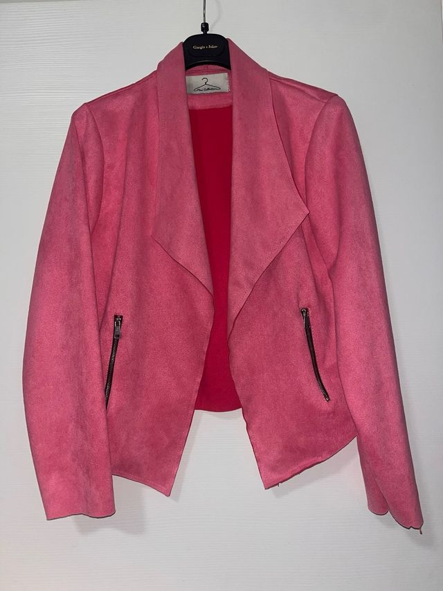 Blazer fucsia scamosciato con zip