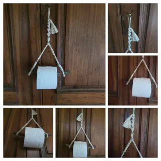 Portarotolo in legno rustico Country da parete