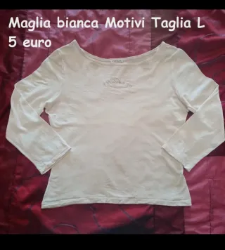 Maglia bianca, Motivi, taglia L, leggera, conote