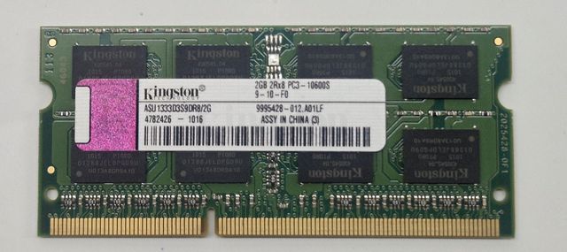 Ram Kingston 2 GB.  DDR3 SDRAM / ASU 1333D3S9DR8/2